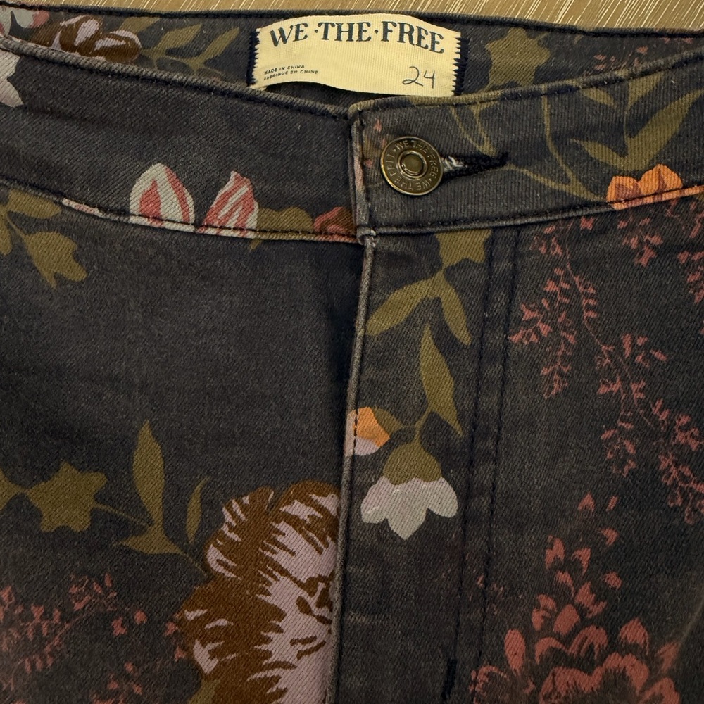 Free People Floral Ankle Jeans - Black and Orange - Picture 3 of 3